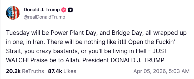 Trump: “A Whole Civilization Will Die Tonight” as Rhetoric Escalates